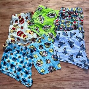 NWOT set of 6 Cartoon licensed Character Shorts Mario Sesame Street Pooh